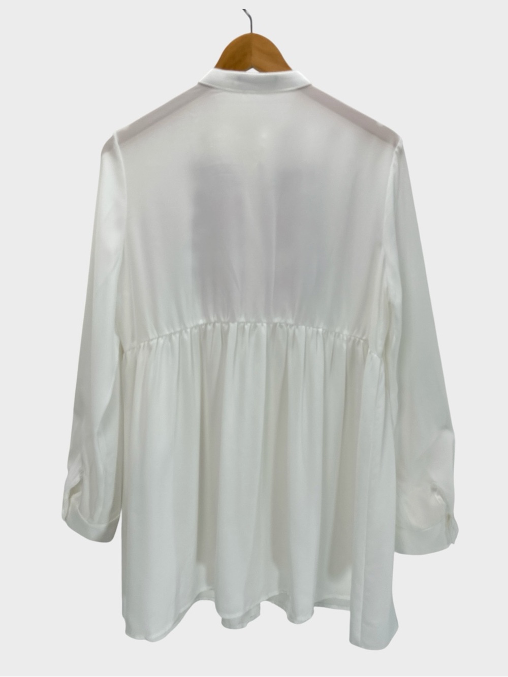 SHEIN Semi‎ Sheer Floral Embroidered Button Front Tunic Blouse White L - Picture 2 of 9